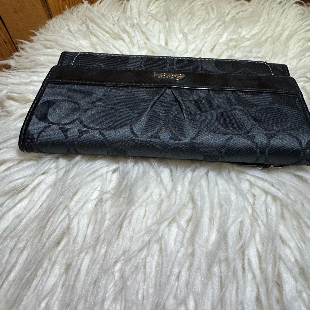 Vintage Coach Black Jacquard Leather Wallet Clutch - Picture 4 of 11